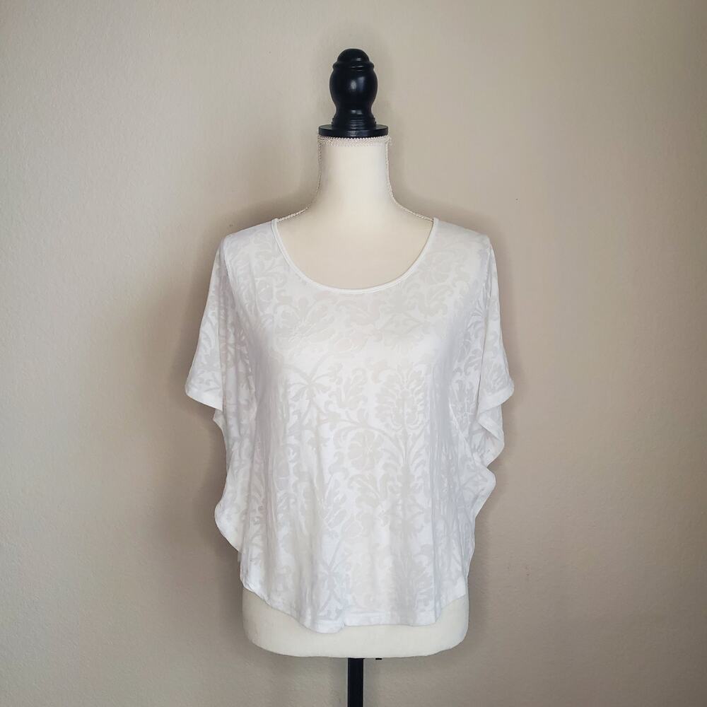 Express White Floral Burnout Cropped Top XS